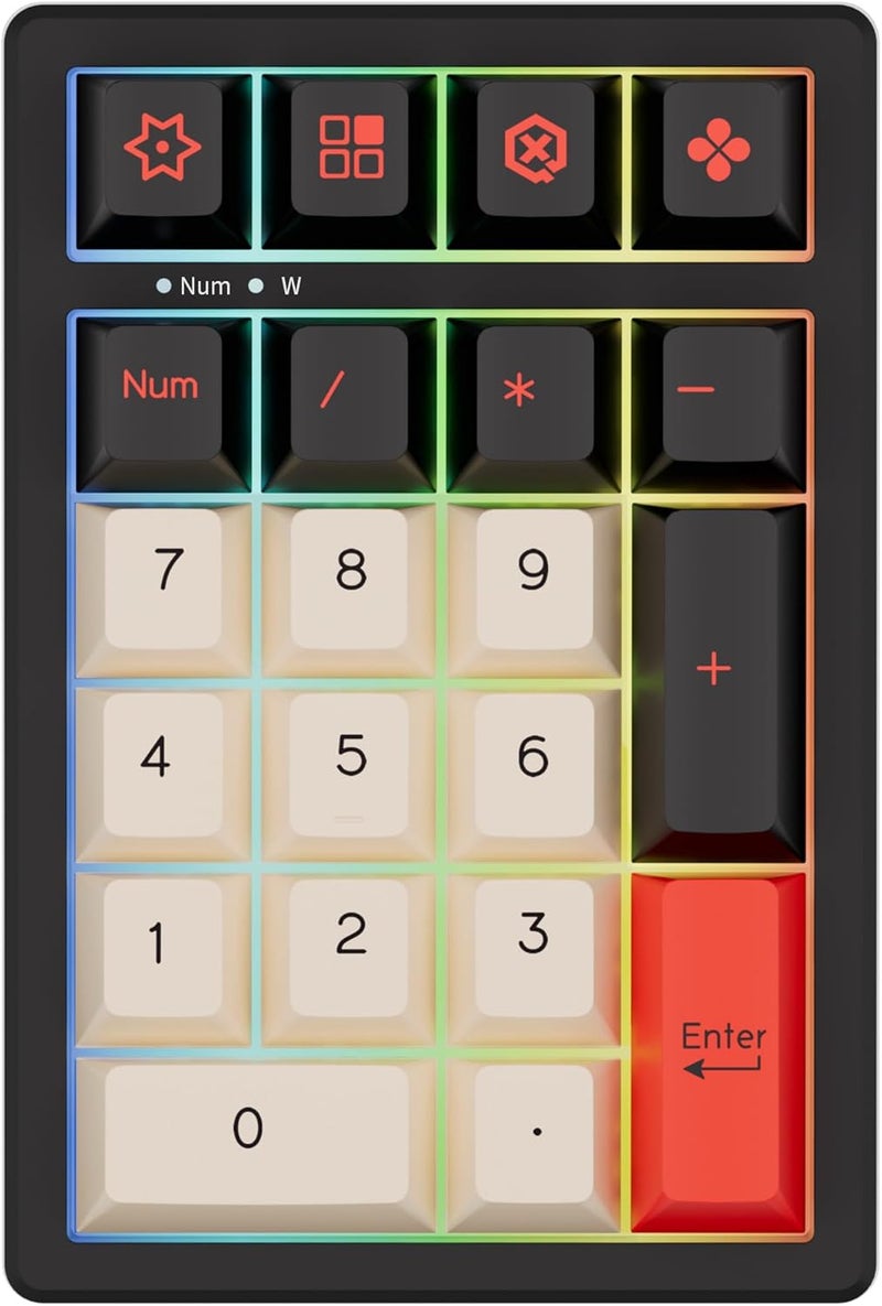 KEYCOOL K21 Wireless Numeric Keyboard, Mechanical Number Keypad Hot-swappable Bluetooth Numpad 5.0/2.4GHz, RGB Numerical Keyboard for Laptop Mac Win iOS Android - Image 1
